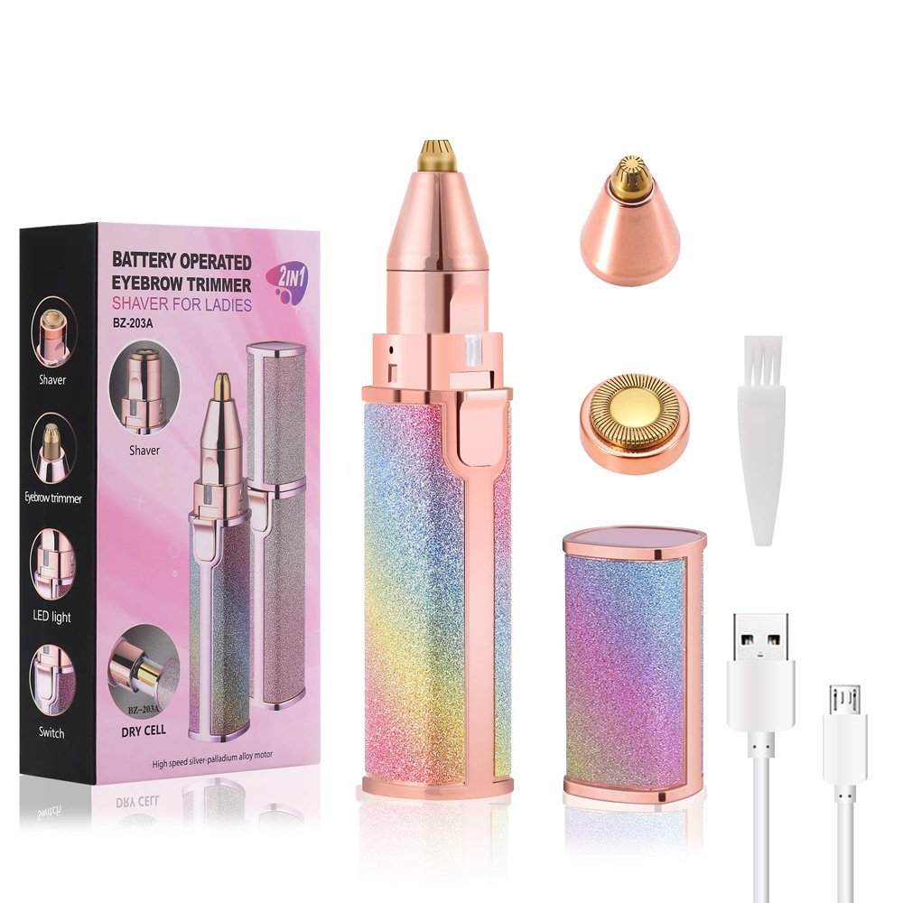 Flawless 2-in-1 Electric Eyebrow Trimmer & Facial Hair Epilator (USB Chargeable)