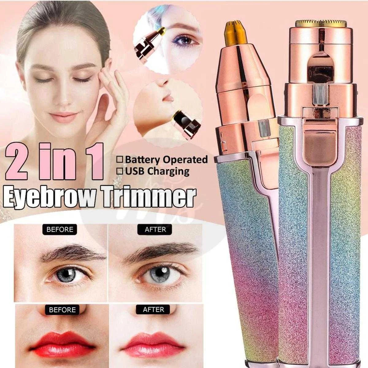 Flawless 2-in-1 Electric Eyebrow Trimmer & Facial Hair Epilator (USB Chargeable)
