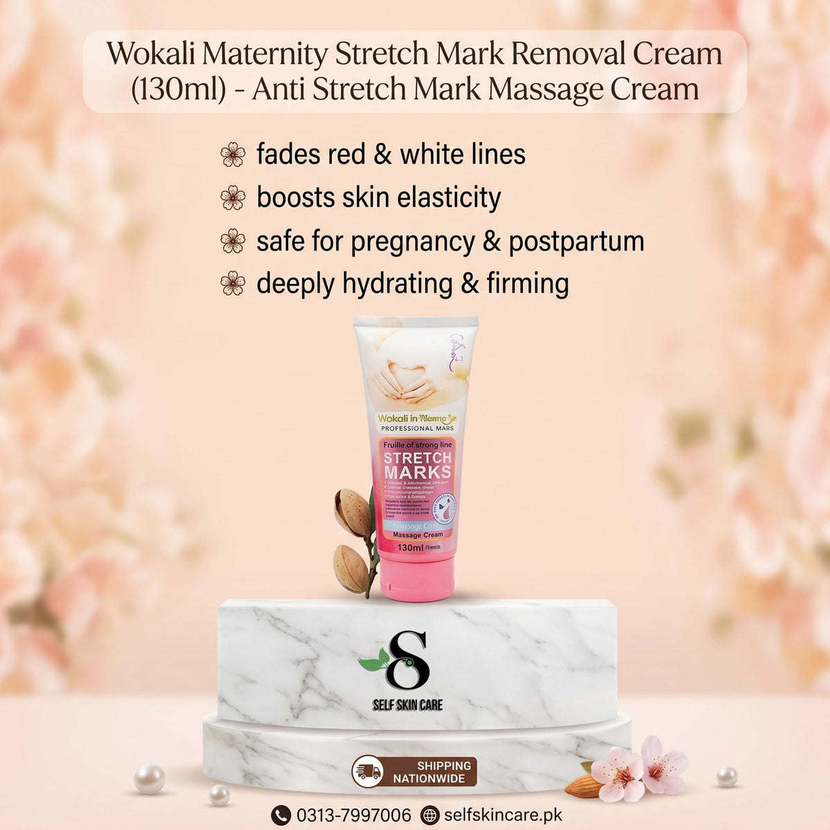 Wokali Maternity Stretch Mark Removal Cream (130ml) - Anti Stretch Mark Massage Cream