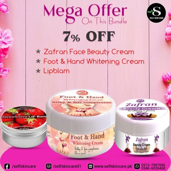 Hand and Feet whitening cream | Zafran Face Beauty Cream | Lip Balm | Whitening Bundle | 7% Discount | Self Skin Care | Herbal Products